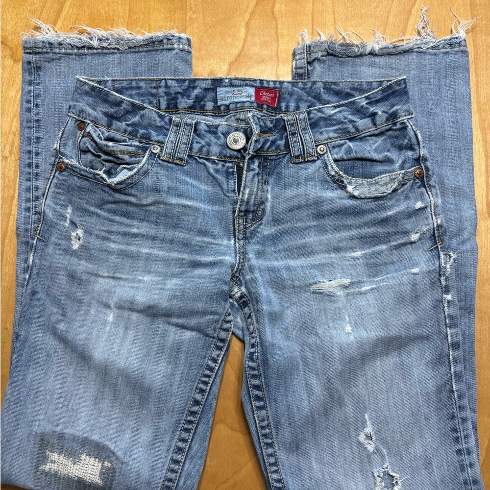 Aeropostale Distressed Chelsea skinny bootcut jeans